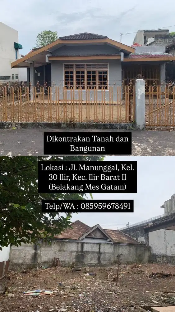 Dikontrakan Rumah dan Tanah Kosong Dekat Kambang Iwak
