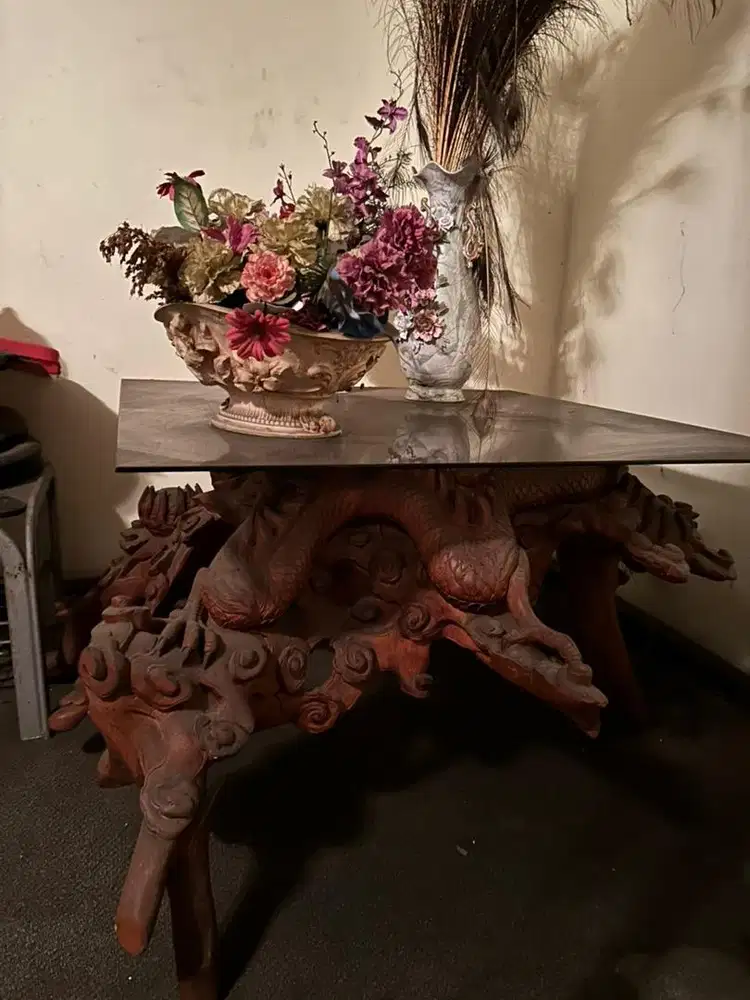 DIJUAL MEJA UKIR KAYU JATI