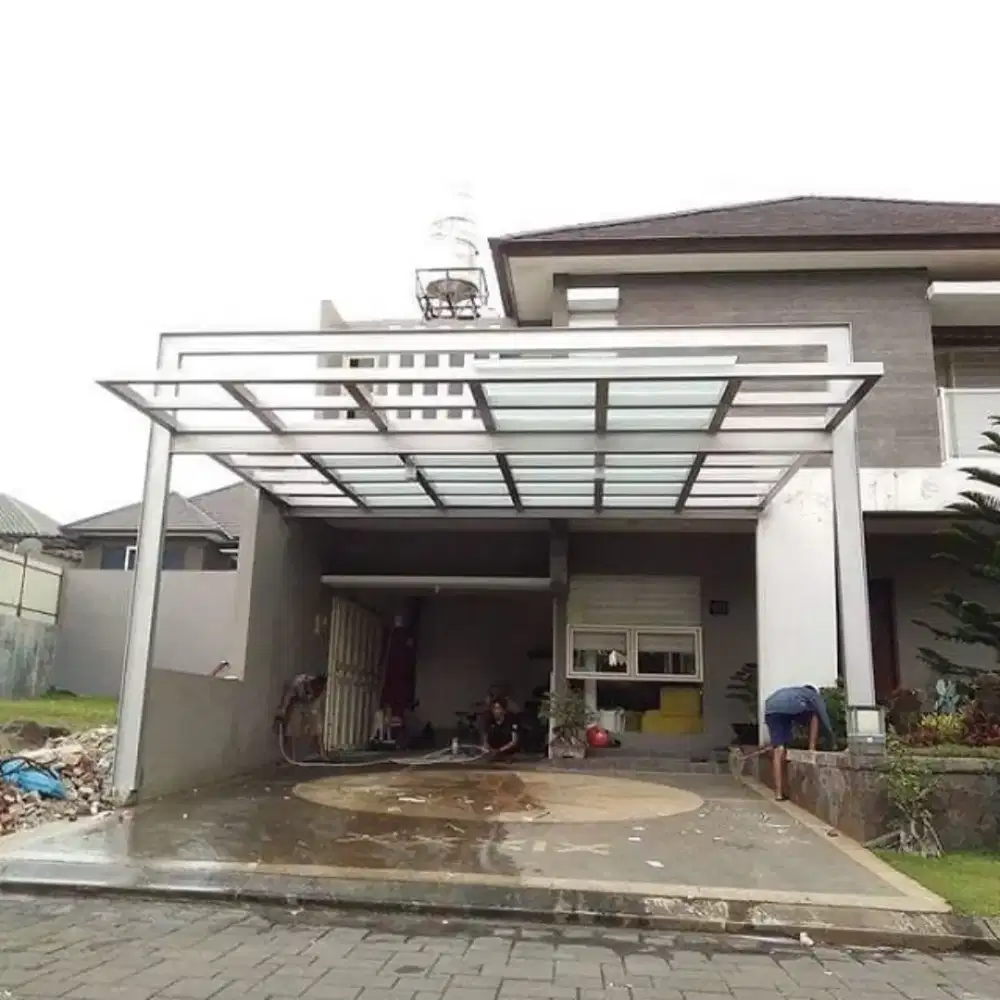 Atap kanopi solarplat sleding buka tutup+ rangka holo galvanis