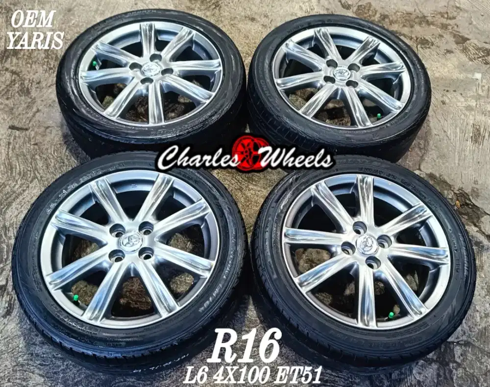 Jual velg + ban oem yaris r16 4x100 agya ayla sigra vios calya dll
