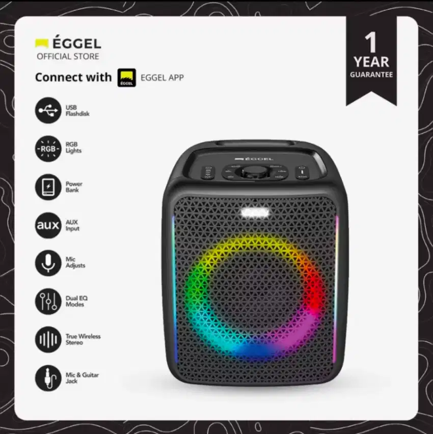 Eggel Fortis 2 Portable Bluetooth Party Speaker with RGB Light