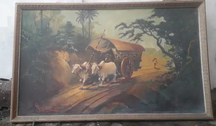 Lukisan Kanvas Gerobak Sapi