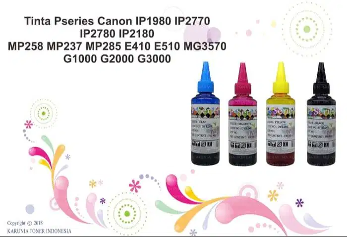 Tinta Pseries Canon IP1980 IP2770 IP2780 E510 MG3570 G1000 G2000 G3000