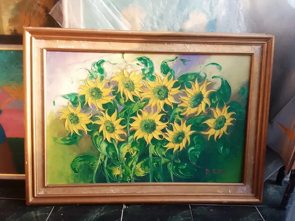 Lukisan kanvas bunga matahari