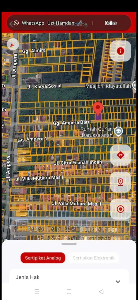 Tanah kavling ampera ukuran 20 x 20