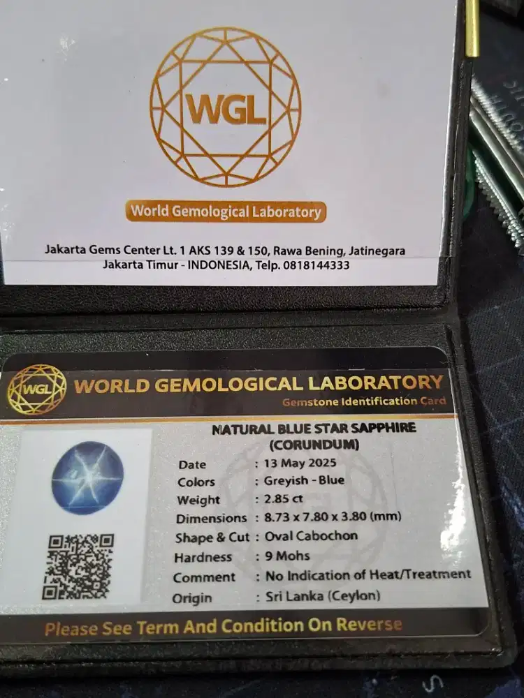 Natural blue star safir ceylon + memo