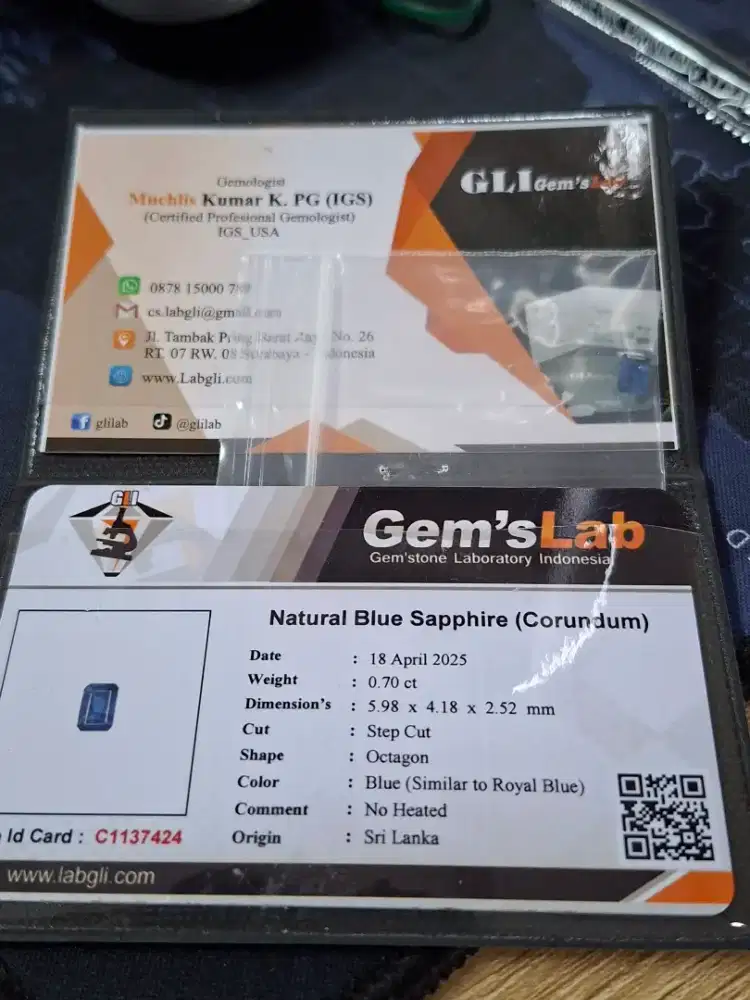 Natural blue safir ceylon+ memo