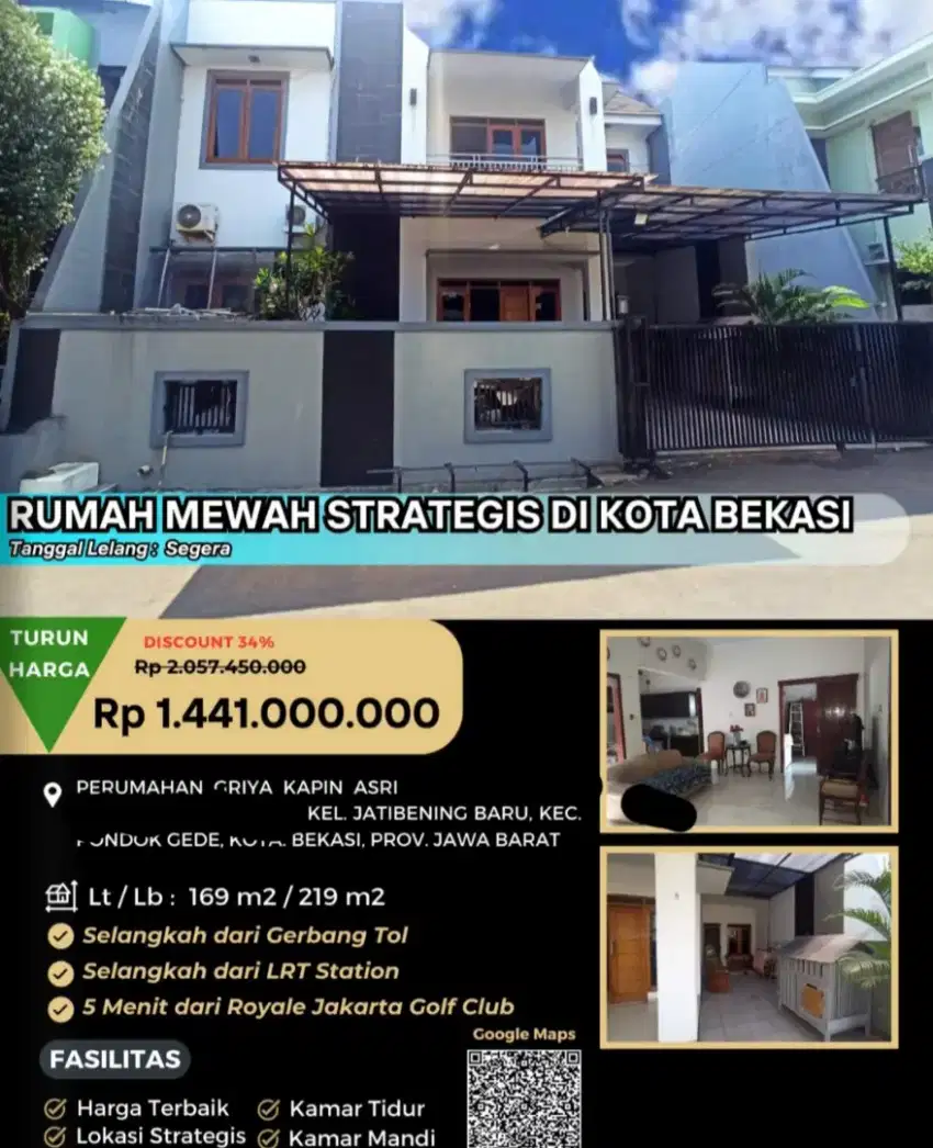 Dijual Rumah Griya Kapin Asri Pondok Gede Bekasi