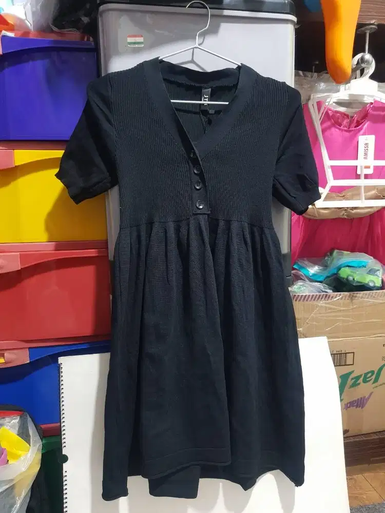 knitted black dress jtx vogue dress rajut wanita warna hitam