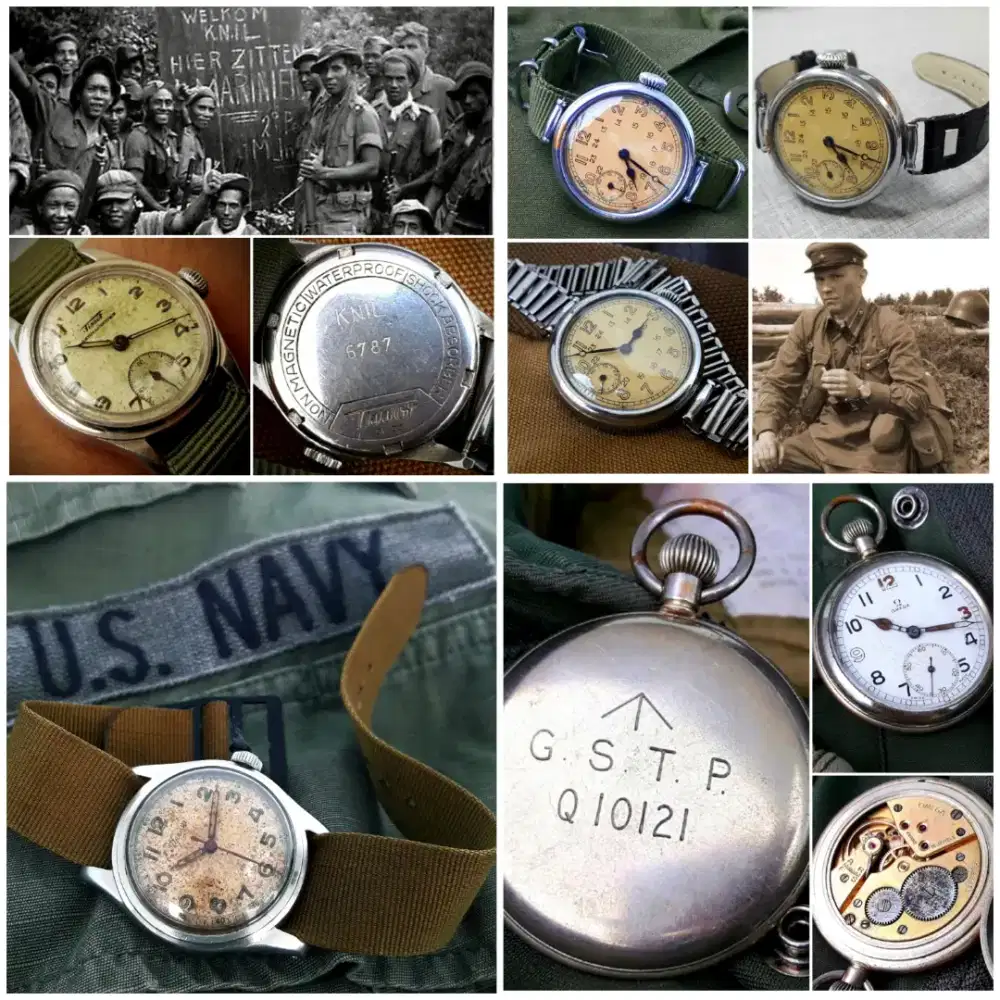 Borongan Jam tank jam perang ww2 omega seikosha antik vintage lawas