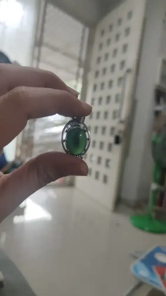liontin perak batu alam jade