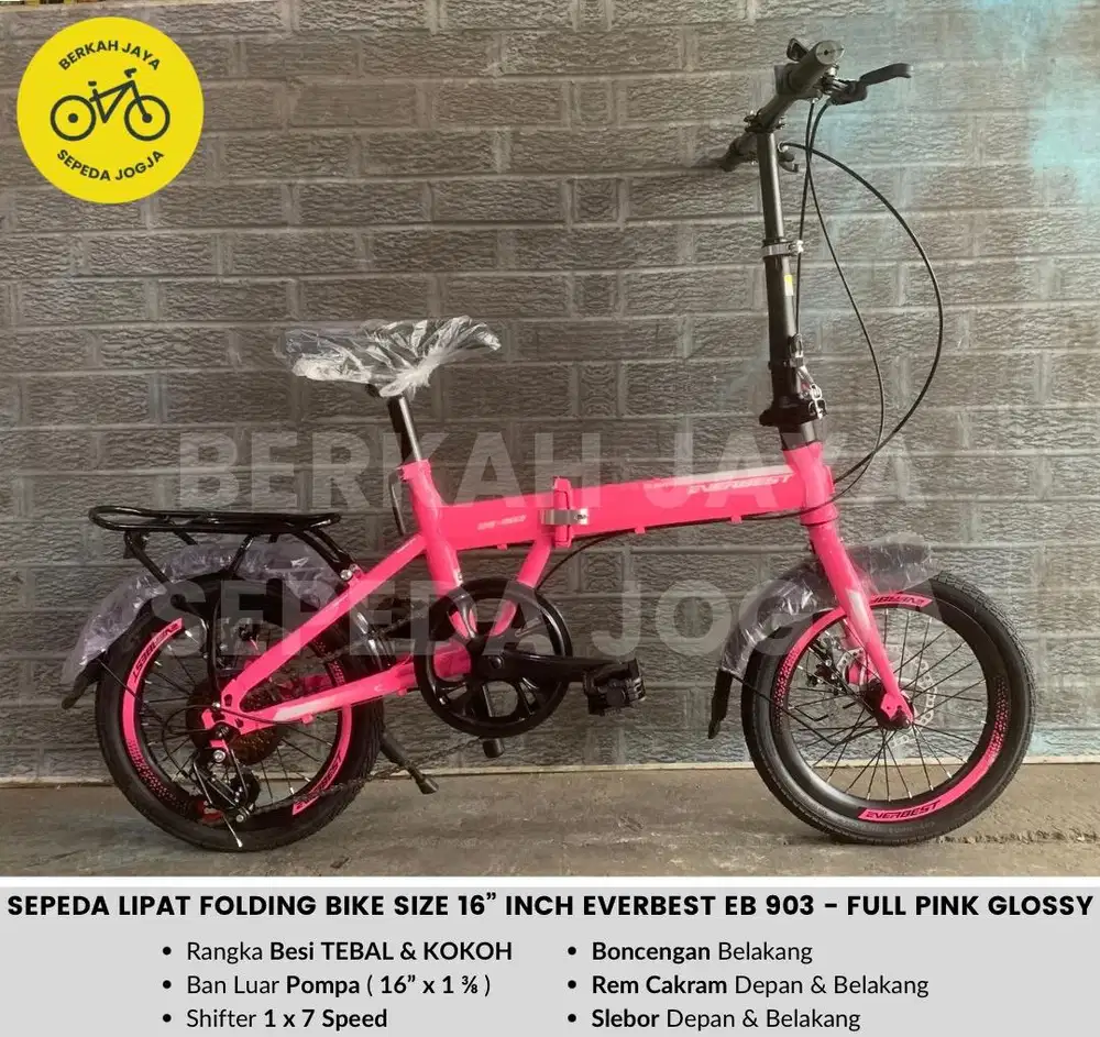 BARU Sepeda Lipat Size 16” Everbest By PACIFIC Rem Cakram 7 Speed