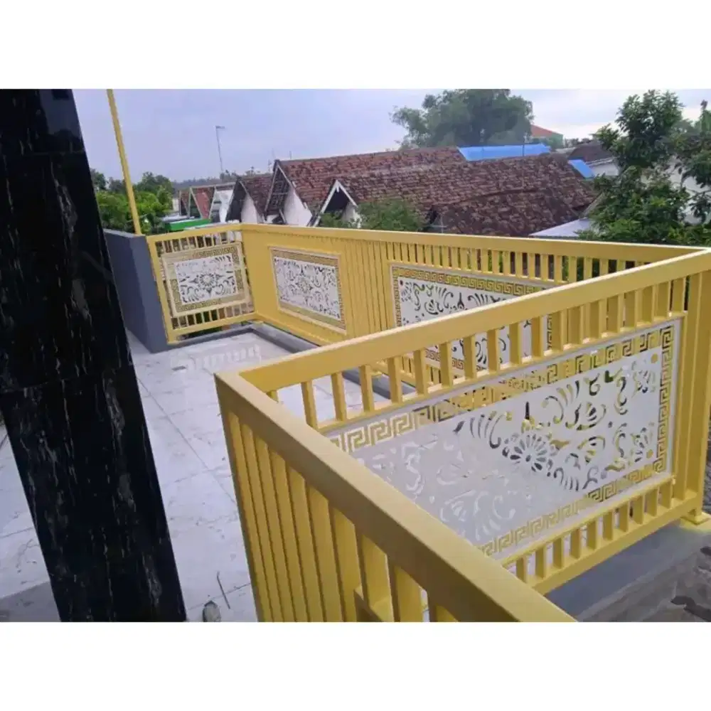 Balkon dan ralling tangga pelat cutting laser mewah