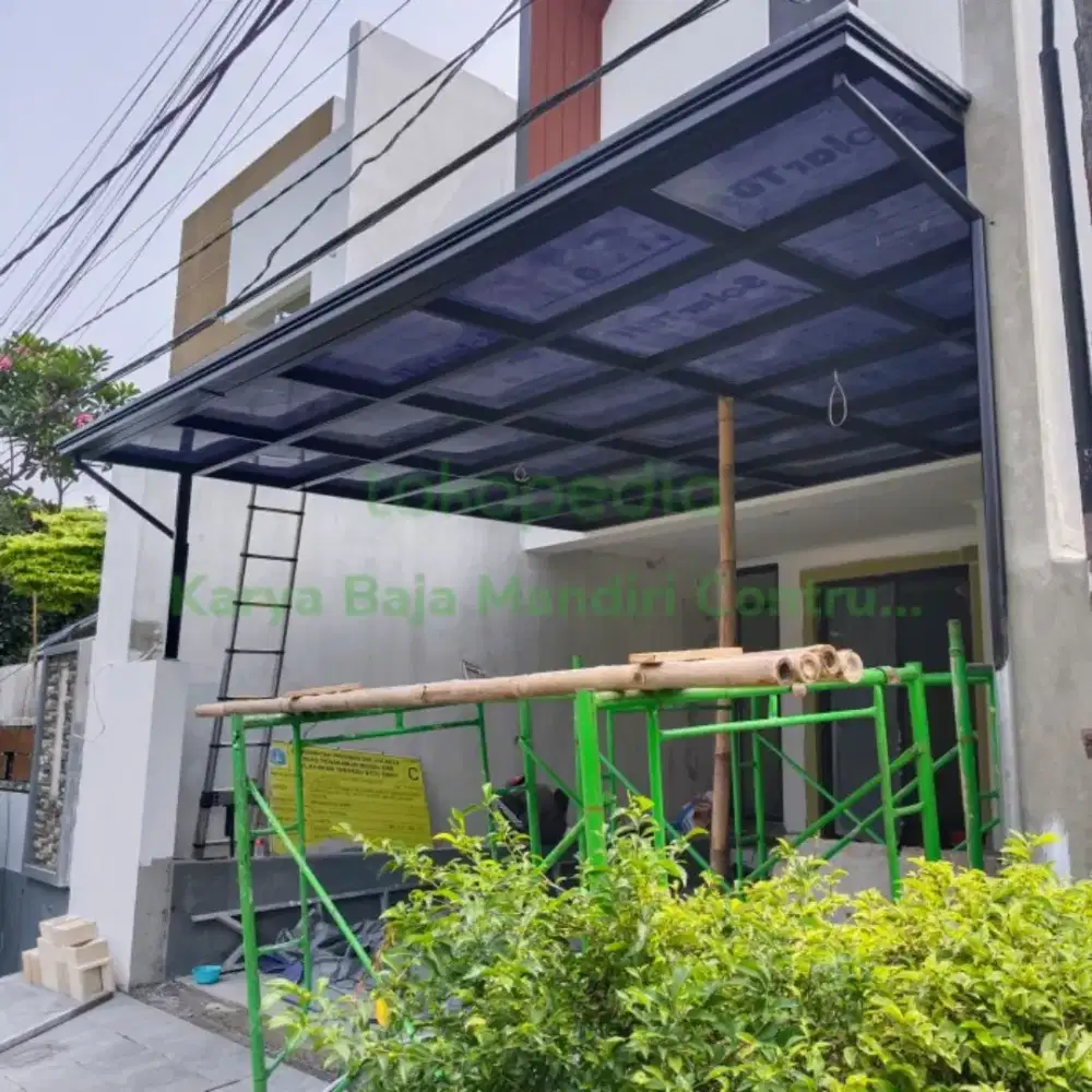 Kanopi carport teres minimalis mewah atap solarflat teraspran