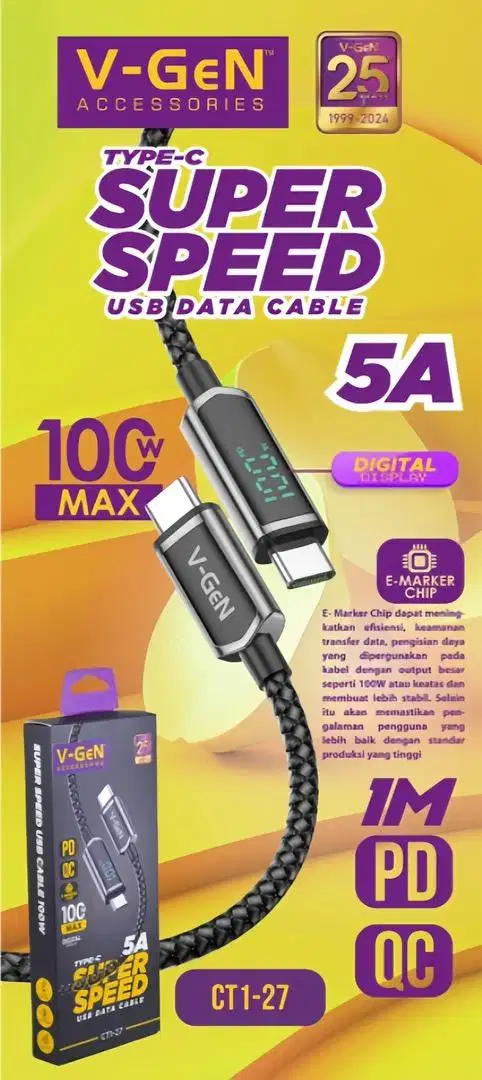 kabel data c to c indikator digital vgen