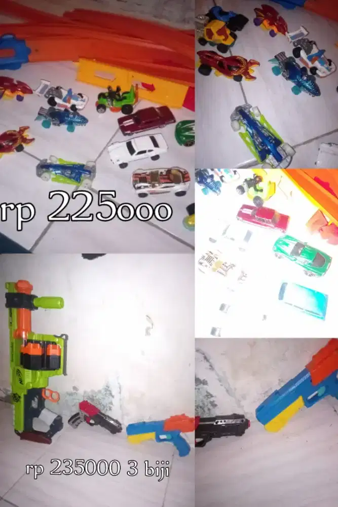 Mainan senjata nerf dan mobil hotweels