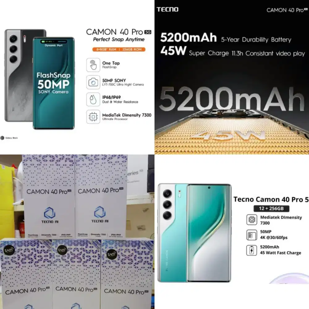 Tecno Camon 40 pro 5G 8/256GB GARANSI RESMI