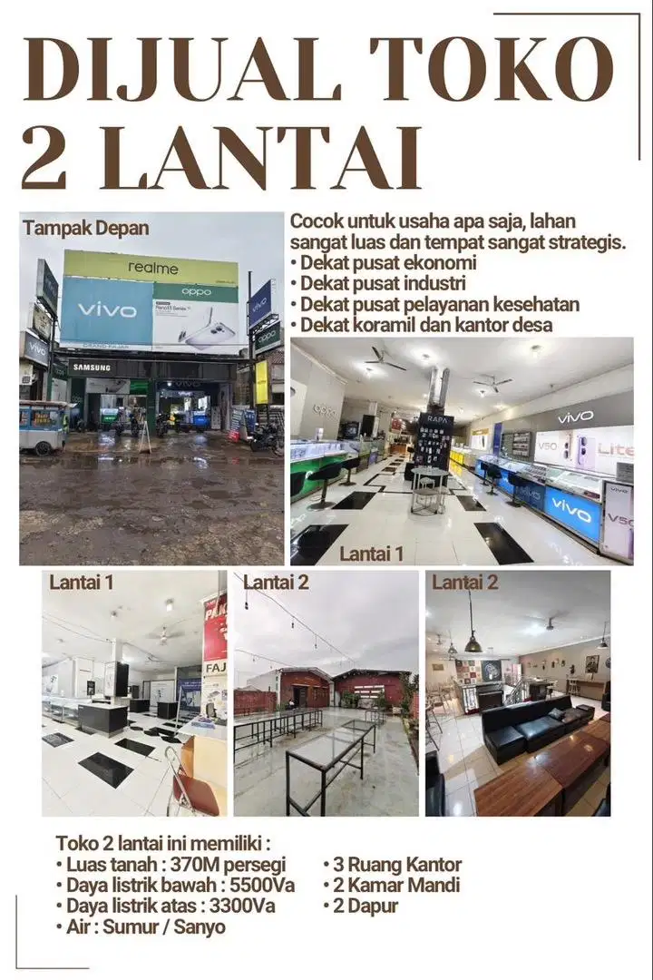 Dijual Toko 2 Lantai Lokasi Sangat Strategis