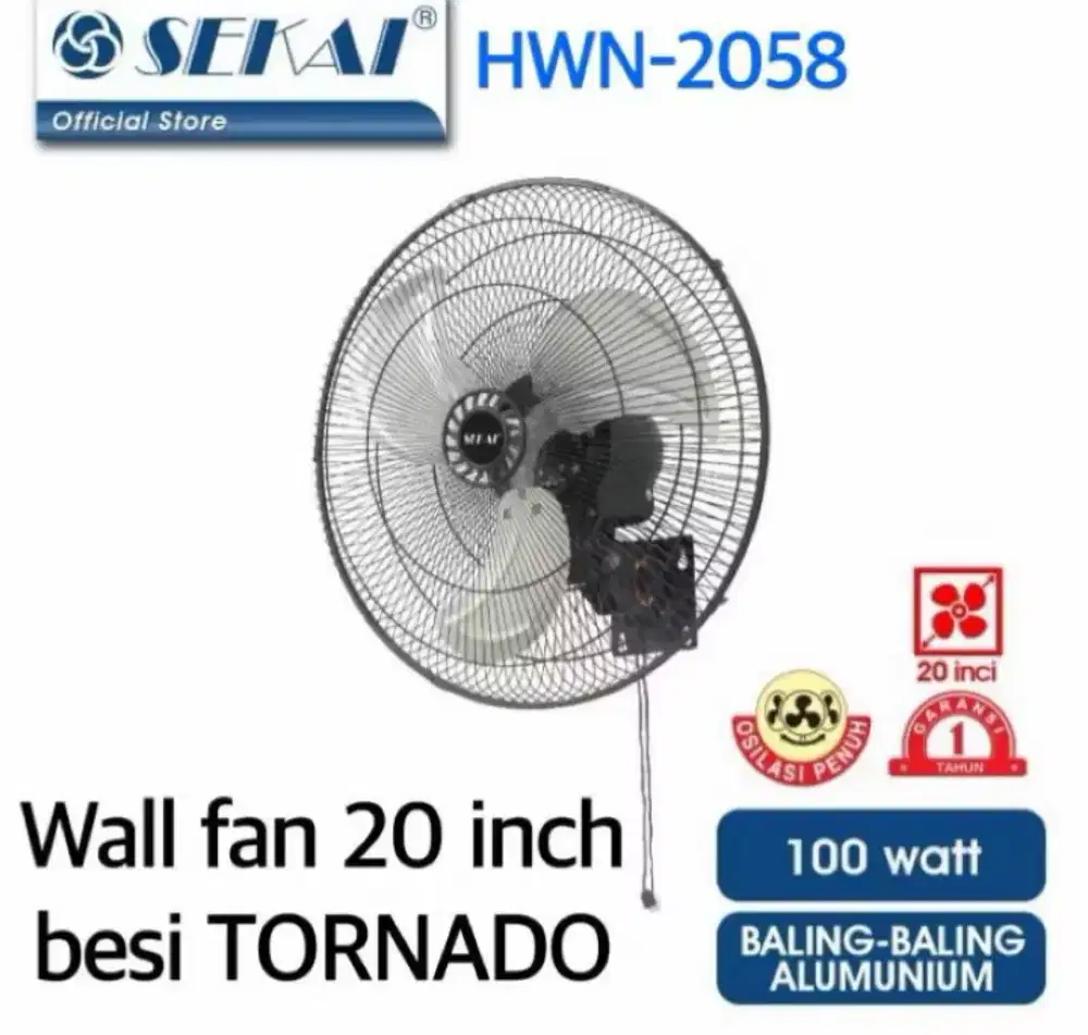 Kipas Angin Sekai Wall Fan Dinding 20 inc HWN-2058