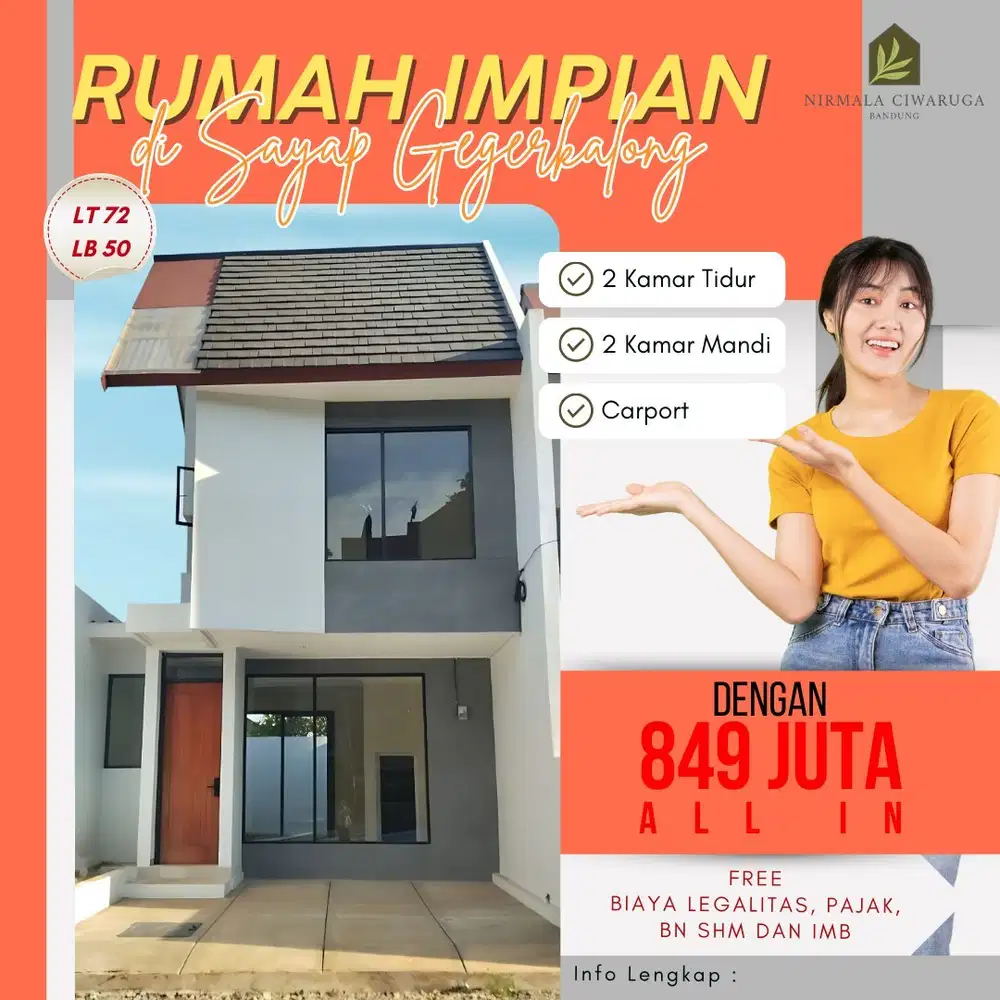 PROMO 1 Unit terakhir Rumah 2 Lt di ciwaruga atas dekat Darut Tauhid