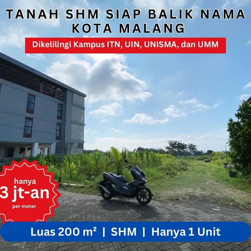 Tanah SHM 1 Unit Ditengah-Tengah ITN, UIN, UNISMA, Dan UMM Malang