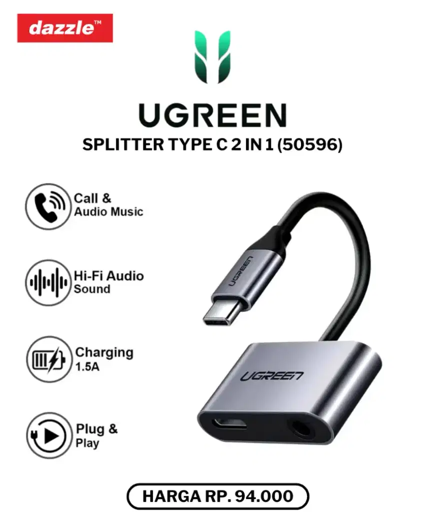UGREEN SPLITTER TYPE C 2 IN 1