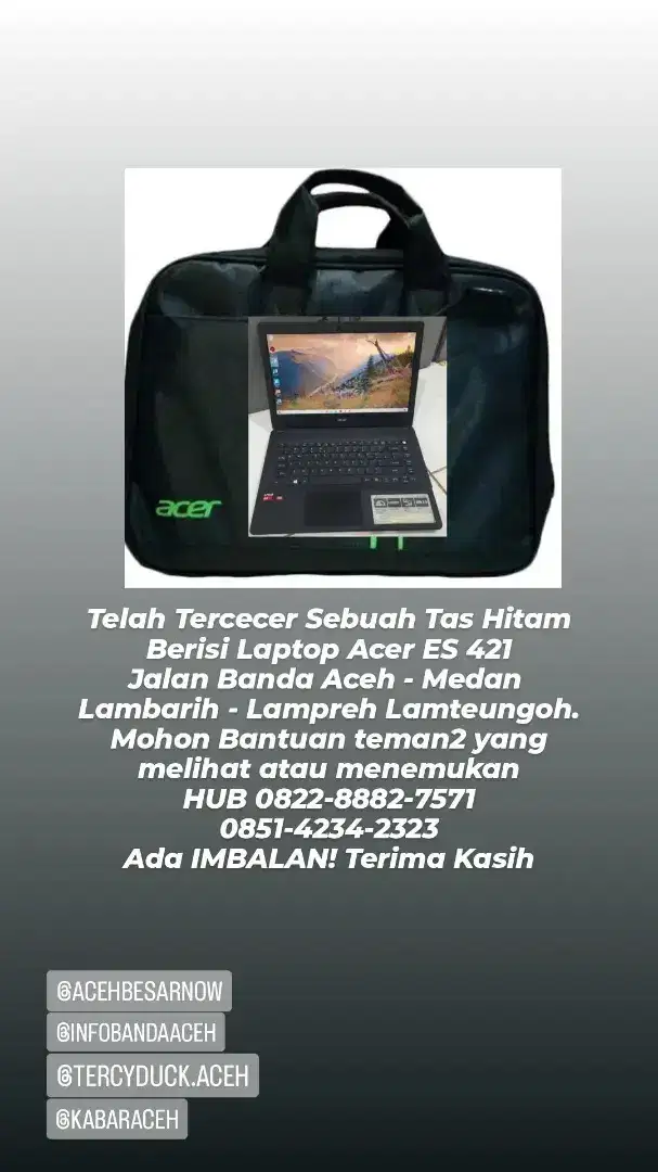 Laptop JATUH Bagi yg menemukan dapat Imbalan