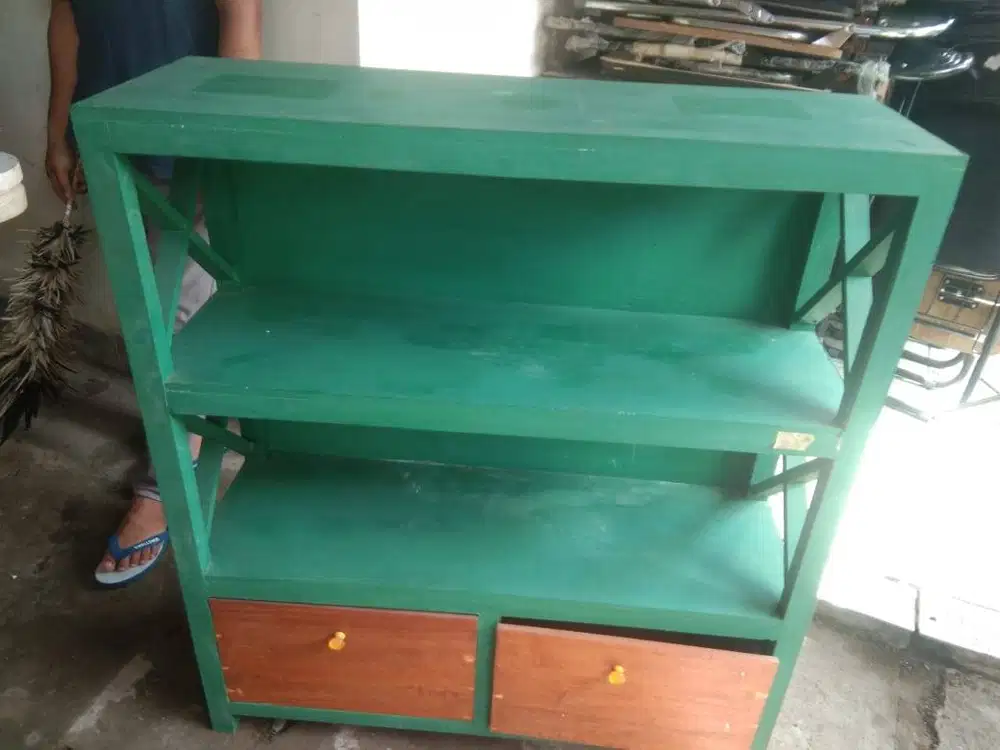 rak kayu serbaguna  warna hijau  bekas