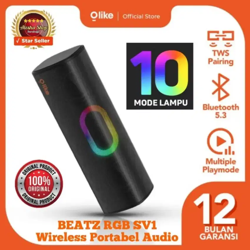 OLIKE BEATZ SV1 RGB Speaker Bluetooth Powerful Sound Stereo Super Bass