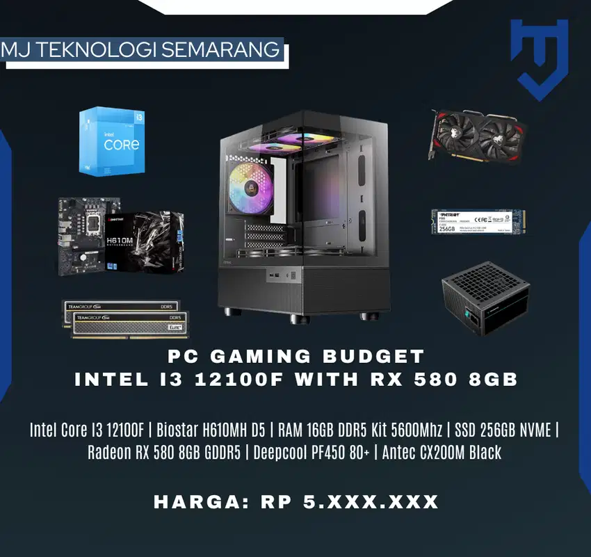 PC Rakitan Combo Intel Core i3 12100F With RX 580 8GB GDDR5
