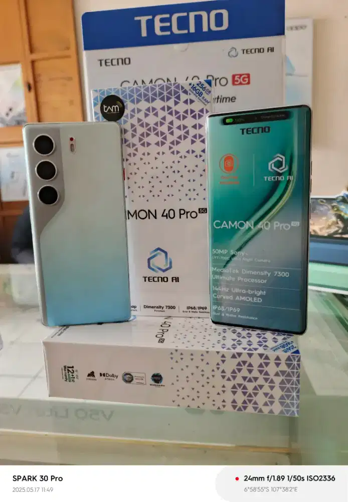 Tecno Camon 40 pro 5G 8GB+8GB/256GB ,Baru,Segel Box,Garansi Resmi,Ori