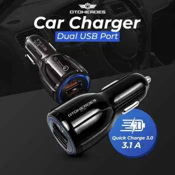 Car Charger Mobil Fast Charging QC 3.0 Dual USB Port 3.1A
