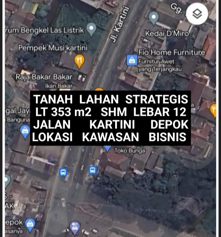 TANAH LAHAN STRATEGIS DI JALAN KARTINI PANCORAN MAS DEPOK