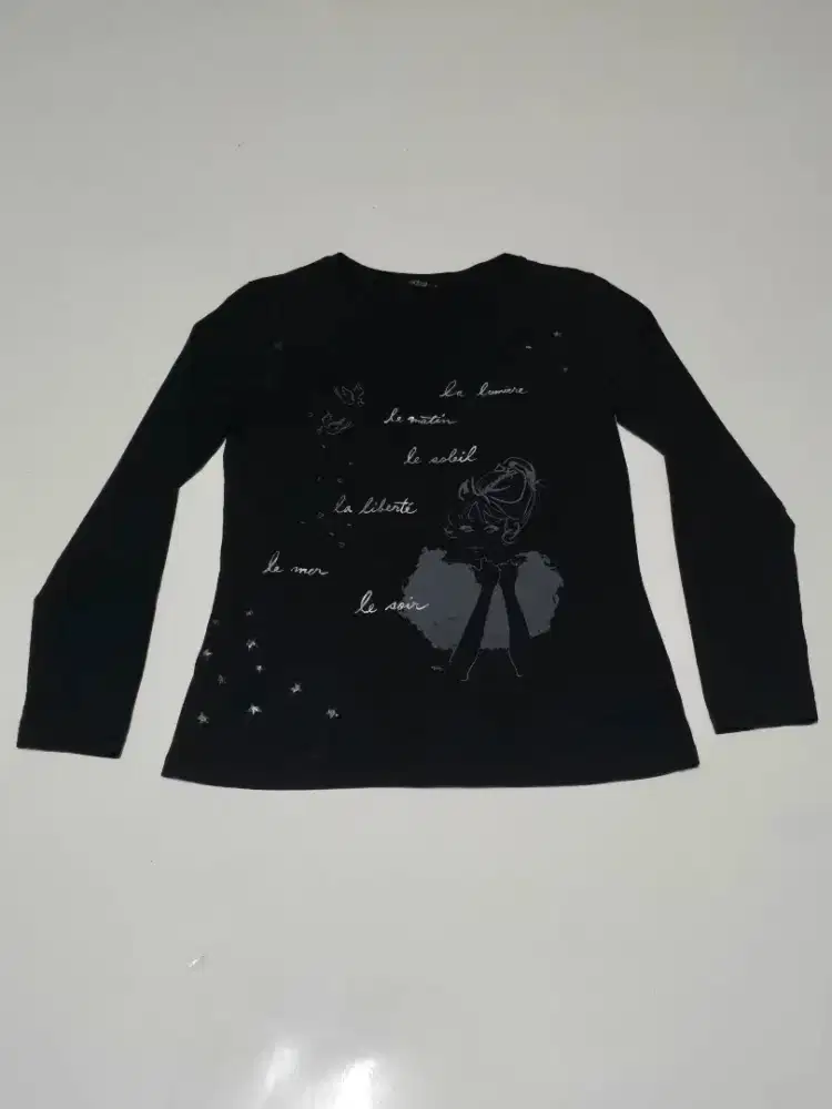 Kaos Tangan Panjang Wanita merk Minimal Bahan Spandex Elastik Black