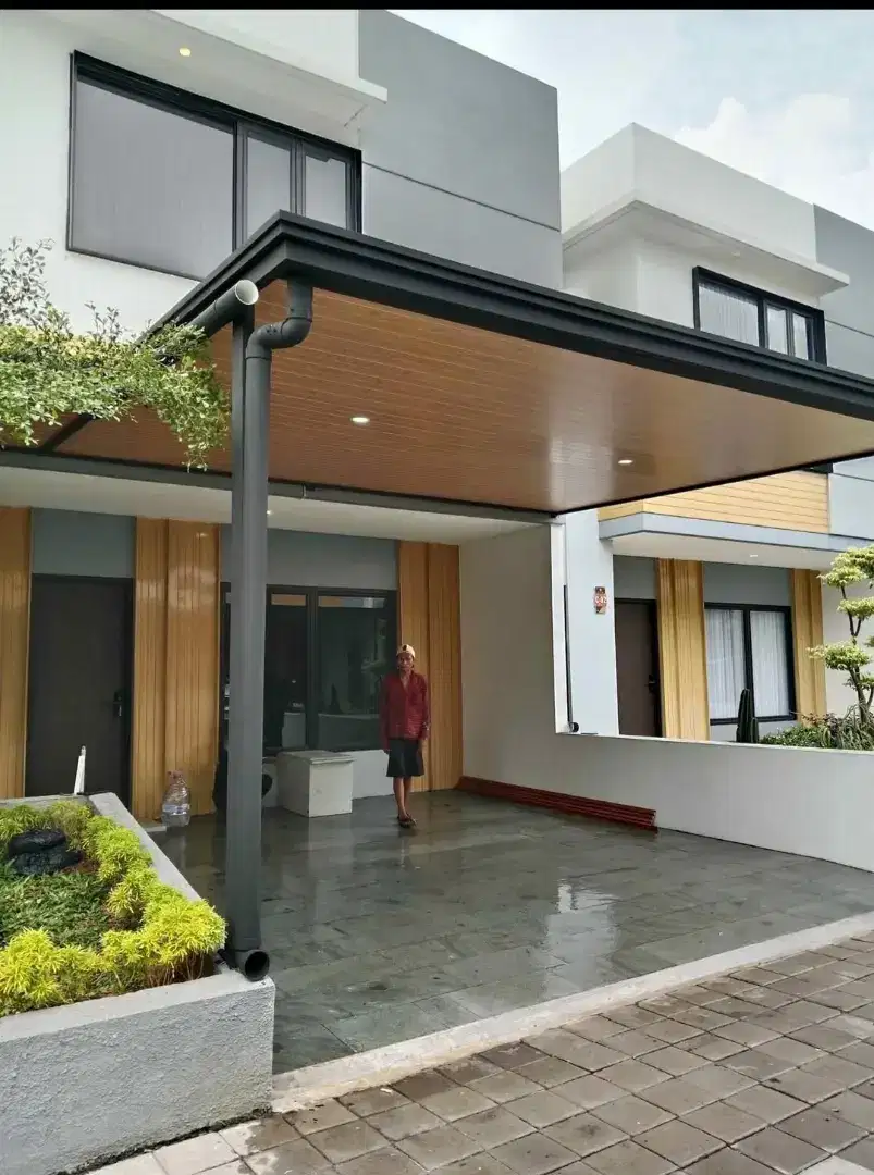 Pemasangan Canopy atap alderon doubel layers