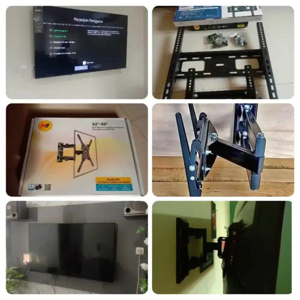 Pasang bracket tv led lcd plat tebal