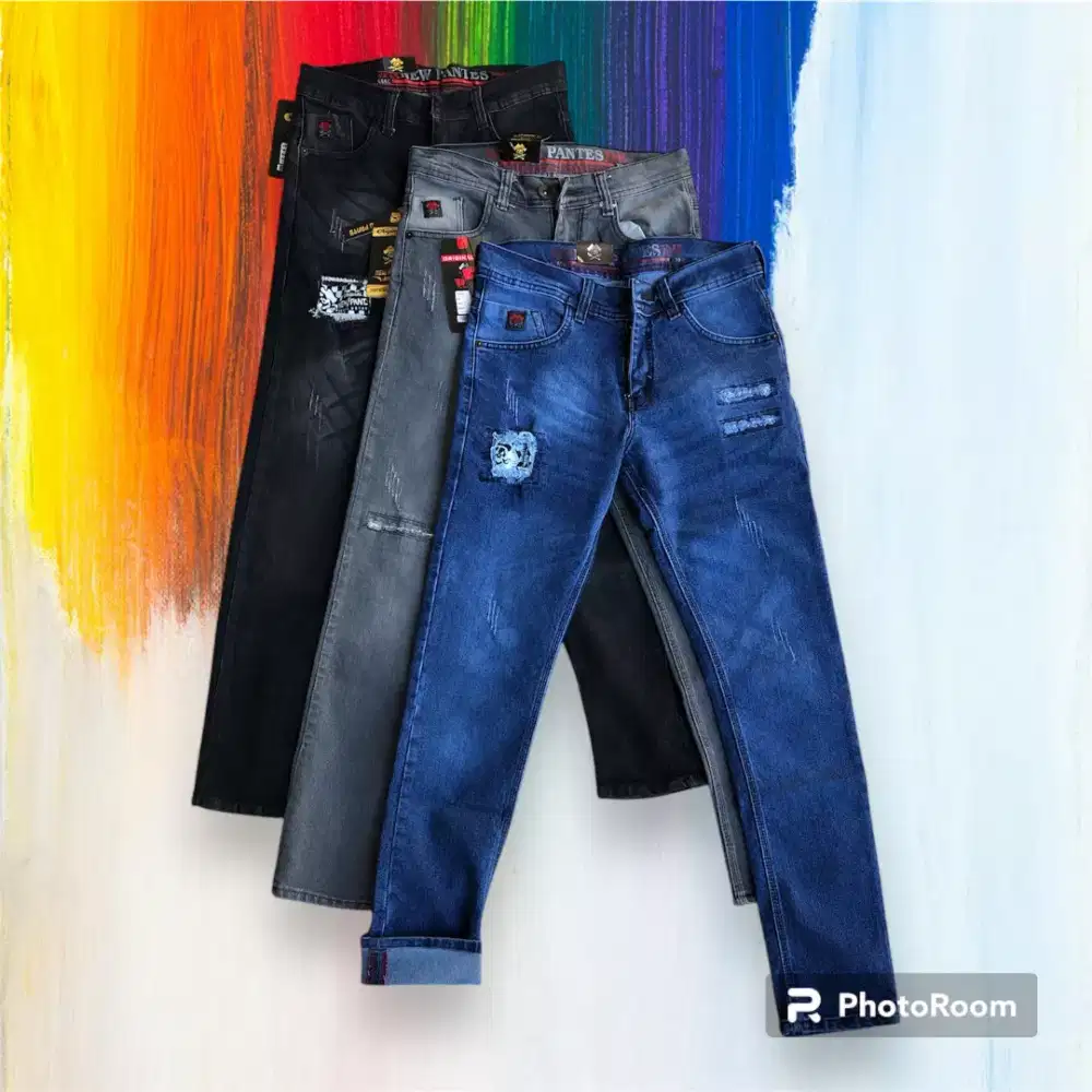 Celana panjang sobek pria slimfit