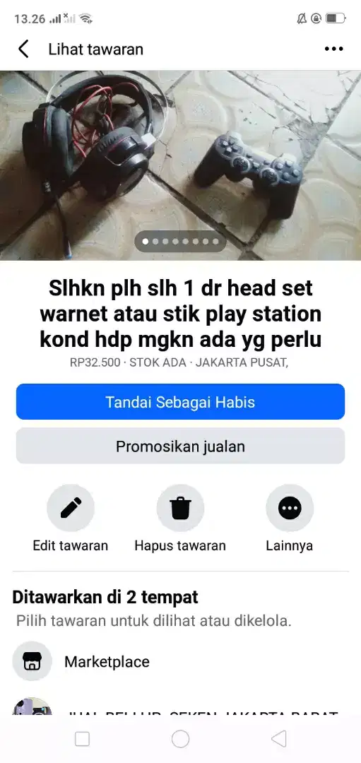 Slhkn plh slh 1 dr head set warnet/stik game Sony kond hdp murah sj