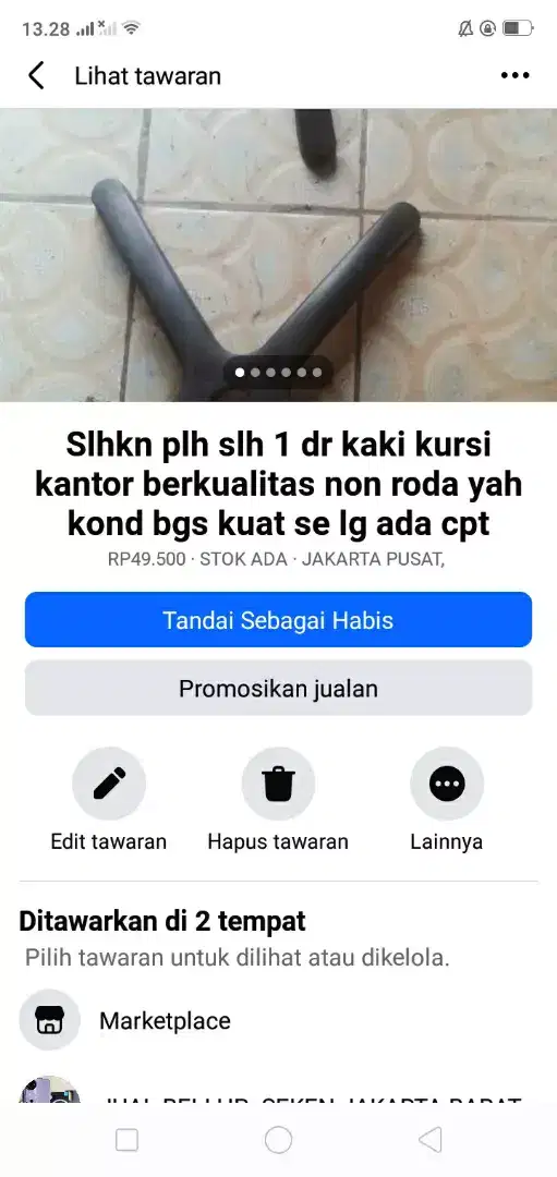 Slhkn plh slh 1 dr kaki kursi kantor berkualitas non roda murah sj cpt