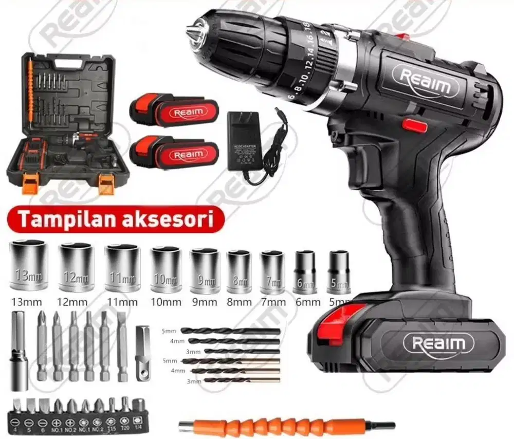 Bor baterai fullset Mesin bor cas cordless murah