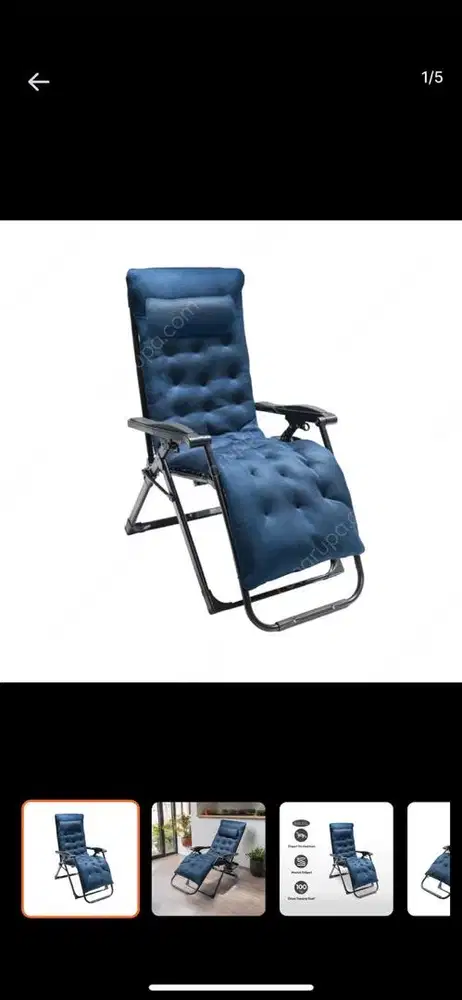 Soleil Kursi Recliner Zero Gravity Dengan Bantal - Biru