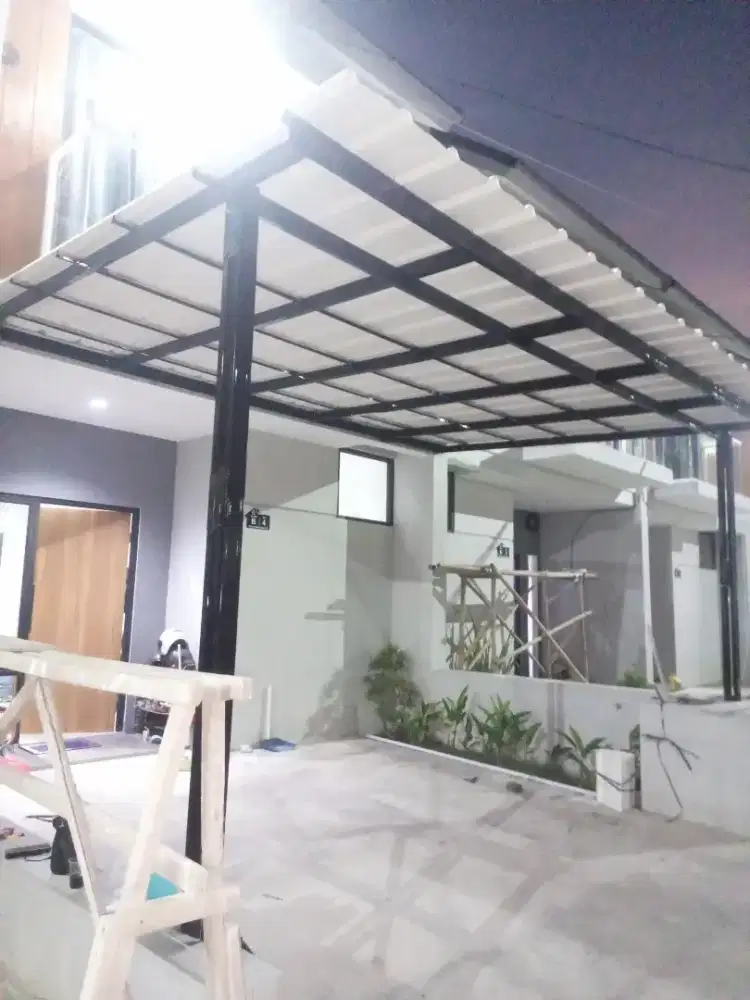 Kanopi alderon single plus bahan terpasang rapi