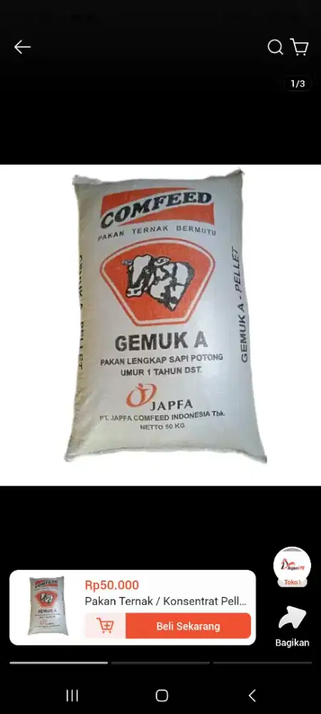 Pakan sapi GEMUK JAPFA 50kg grosir ecer