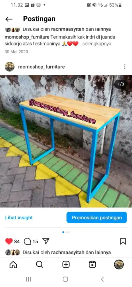 Meja belajar rangka besi minimalis