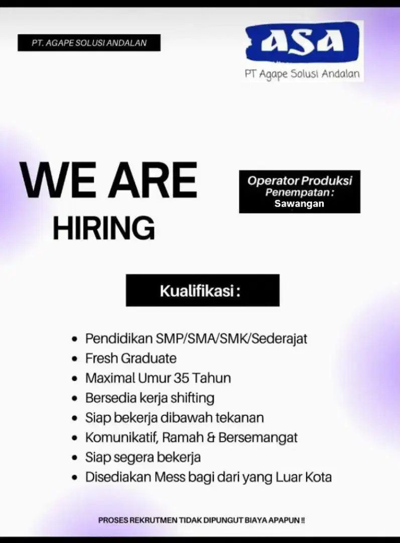 LOWONGAN TEAM PRODUKSI DIMSUM