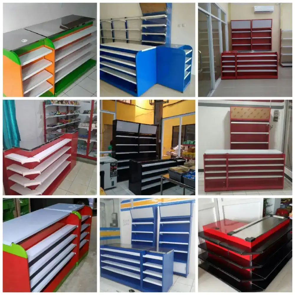 Aneka meja kasir dan rak toko