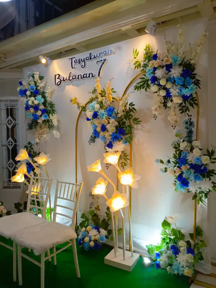 Dekorasi backdrop tasyakuran 4/7 bulanan