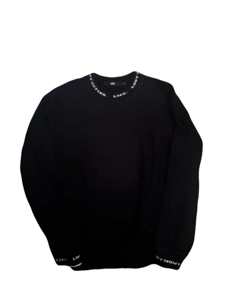 Lmc crewneck sweater heavyweight lost management cities black hitam co