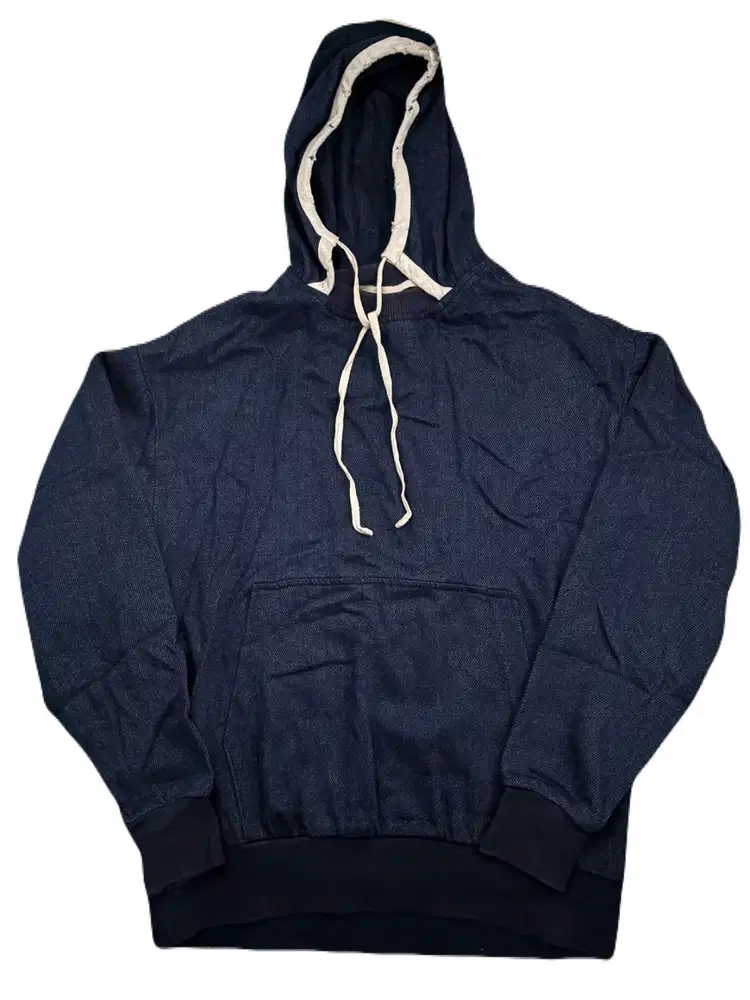 Zara distressed denim blue indigo limited hoodie sweater jeans