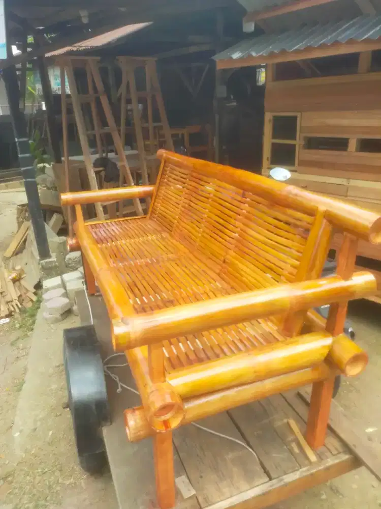 Jual kursi bambu tangga kayu tirai kree rumbia dan laen2